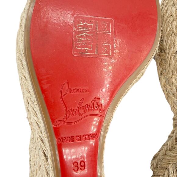 Christian Louboutin Mafaldina Espadrille Wedge Sandals Size 39 US 9 Black Spike - Picture 13 of 15